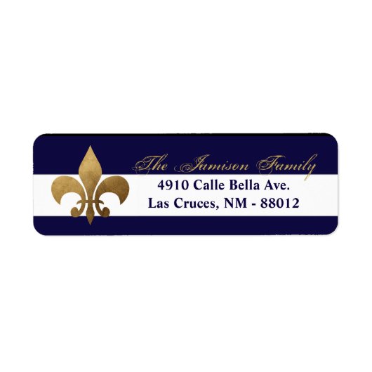 .75"x2.25インチ差出人住所ラベルモダンネイビストライプー ラベル (正面)