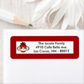 .75"x2.25インチ差出人住所ラベルレッドソックモンキー ラベル (インサイチュ)