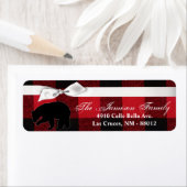 .75"x2.25インチ差出人住所ラベルレッドプレイドベア ラベル (インサイチュ)