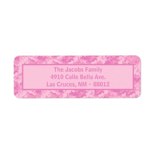 .75"x2.25インチPinkARMY ACU迷彩柄差出人住所ラベル ラベル (正面)