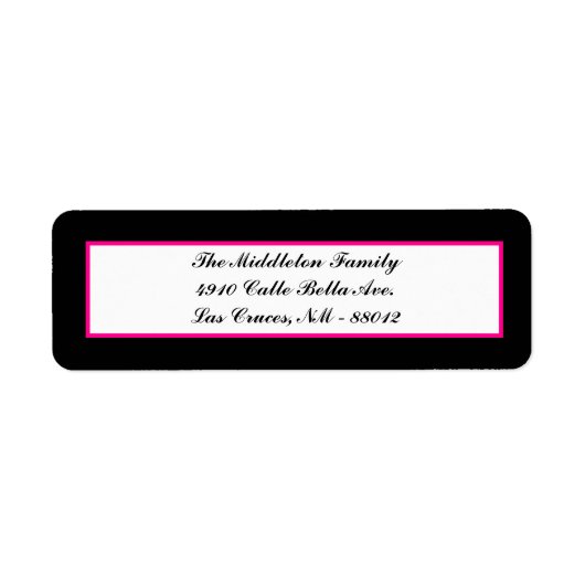 .75" x2.25"ショッキングピンクのシマウマの差出人住所ラベル ラベル (正面)