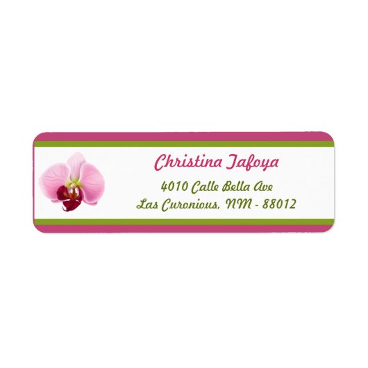 .75" x 2.25インチ差出人住所ピンクオーキッドロングステム ラベル (正面)