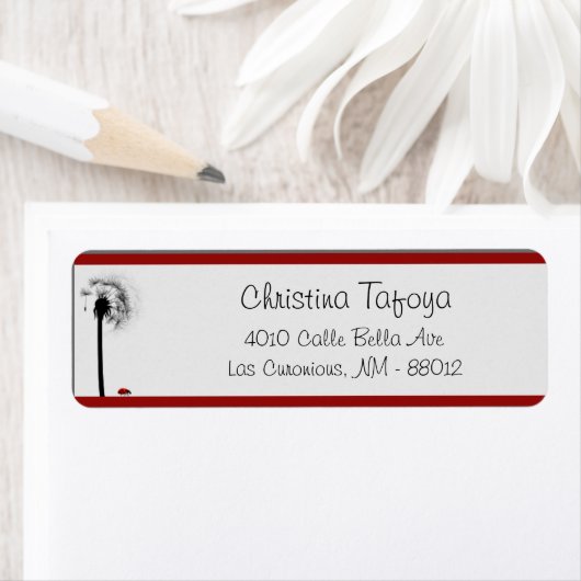 .75" x 2.25インチDandelionの差出人住所レディーバグ ラベル (インサイチュ)