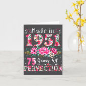 75 Year Old Made In 1951 Floral 75th Birthday Wome カード (黄色い花)