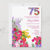 75 Years Elegant Garden Floral – 75th Birthday 招待状 (正面)