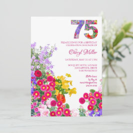 75 Years Elegant Garden Floral – 75th Birthday 招待状