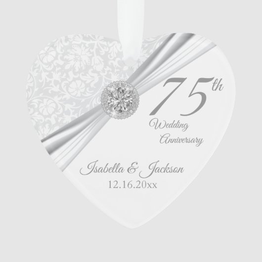 75thまたは60th Diamond's Anniversary 結婚 Keepsake オーナメント (正面)