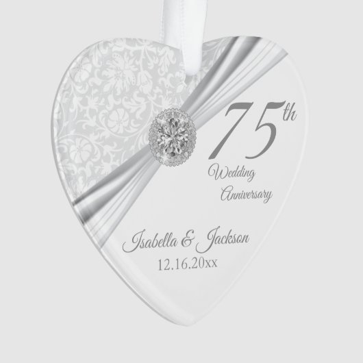 75thまたは60th Diamond's Anniversary 結婚 Keepsake オーナメント (正面)