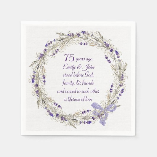 75thアニバーサリーラベンダーリース スタンダードカクテルナプキン (正面)