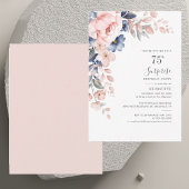 75thエレガントバースデーパーティーピンクフローラ招待状 ノートカード