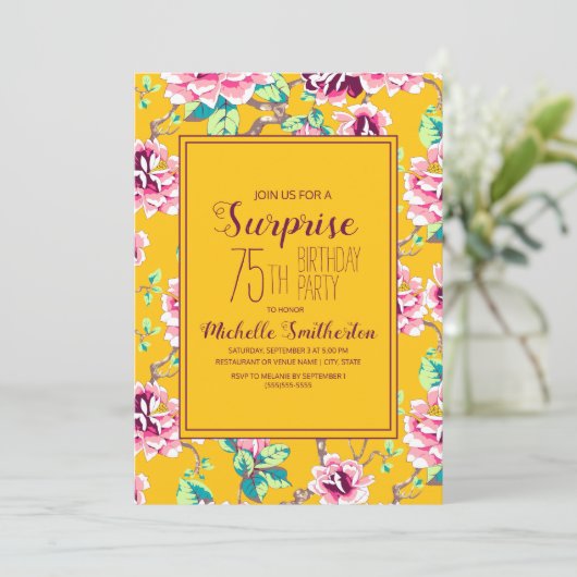 75thサプライズ誕生日パーティーイエローピンクの花 (スタンド正面)
