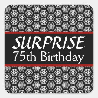 75thサプライズ誕生日ブラックシルバーレッド スクエアシール