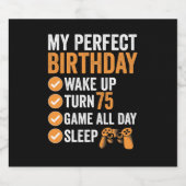 75thターン75私の完璧な誕生日ゲーム スパークリングワインラベル (シングルラベル)