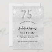 75thバースデーシルバーグリッターエレガント贅沢 招待状 (正面)