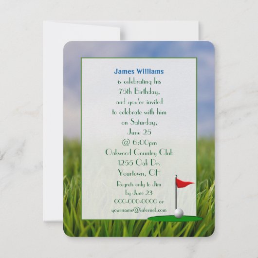 75thバースデーパーティーゴルフテーマ 招待状 (裏面)