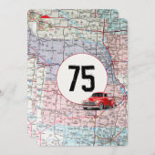 75thバースデーパーティードレッドレトロトラック 招待状 (正面/裏面)