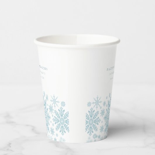 75thバースデーパーティーブルーホワイトスノーフレークカスタム 紙コップ (左)