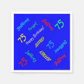 75thバースデーパーティーリピート名ブルー王室の紙 スタンダードカクテルナプキン (正面)