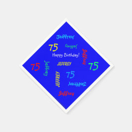 75thバースデーパーティーリピート名ブルー王室の紙 スタンダードカクテルナプキン