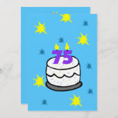 75thバースデーパーティー招待ケーキと75キャンドル 招待状 (正面/裏面)