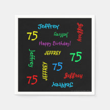 75thバースデーパーティー繰り返し名前黒紙
