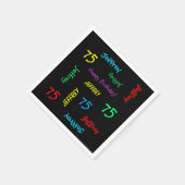 75thバースデーパーティー繰り返し名前黒紙 スタンダードカクテルナプキン (角)