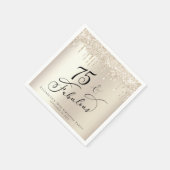 75thバースデーパーティー金ゴールドグリッター スタンダードカクテルナプキン (角)