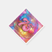 75thバースデーパーティー金ゴールドピンクグリッターディスコボール スタンダードカクテルナプキン (角)