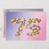 75thバースデーパーティー、花の文字 招待状 (正面/裏面)