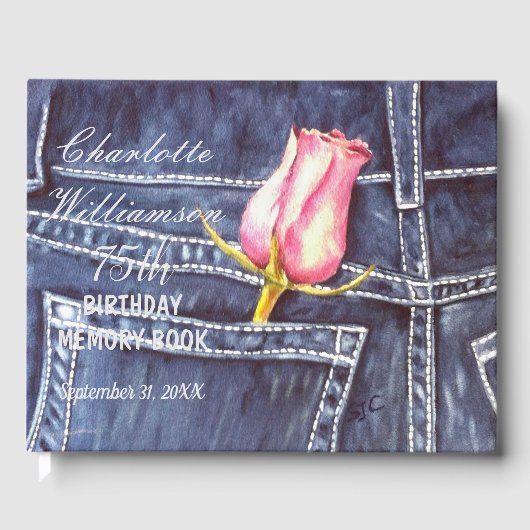 75thピンクローズフローラ誕生日メモリ ゲストブック (正面)