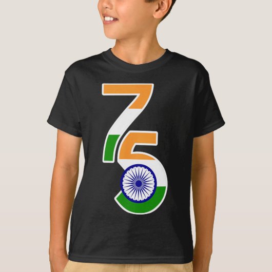 75th独立記念日 – 2021 2022インディアン独立 tシャツ (正面)