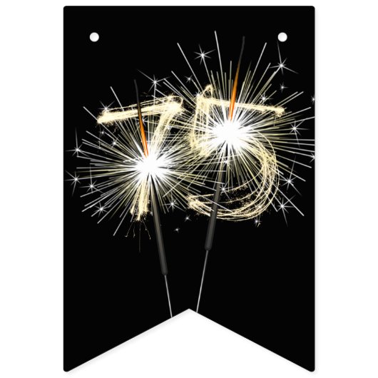 75th誕生日またはアニバーサリーパーティースパーカーラー バンティングフラッグ (第1の旗)