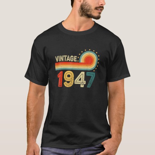 75th誕生日ギフト – ヴィンテージ1947レトロBday 75 Ye Tシャツ (正面)
