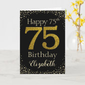 75th誕生日ゴールデングリッターカード カード (黄色い花)