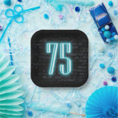 75th誕生日パーティネオンサインオンブリック ペーパープレート (パーティー)