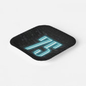 75th誕生日パーティネオンサインオンブリック ペーパープレート (傾斜あり)