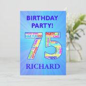 75th誕生日パーティーの招待状の名前の追加 招待状 (スタンド正面)