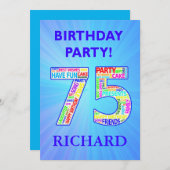 75th誕生日パーティーの招待状の名前の追加 招待状 (正面/裏面)