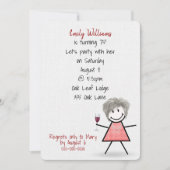 75th誕生日パーティーガールwithワイン 招待状 (正面)