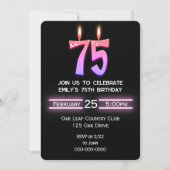 75th誕生日パーティーキャンドル 招待状 (正面)