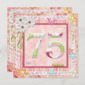 75th誕生日パーティースクラップブック作りスタイル 招待状 (正面/裏面)