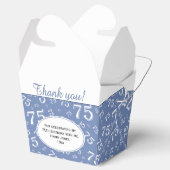 75th誕生日パーティーブルー/ホワイトナンバーパターン フェイバーボックス (オープン)