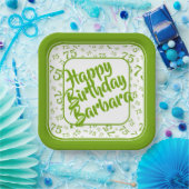 75th誕生日パーティー番号パターングリーン/ホワイト ペーパープレート (パーティー)