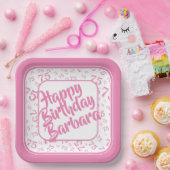 75th誕生日パーティー番号パターンピンクホワイト ペーパープレート (パーティー)
