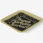 75th誕生日パーティー番号パターンブラック/金ゴールド ペーパープレート (傾斜あり)