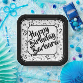 75th誕生日パーティー番号パターン白黒 ペーパープレート (パーティー)