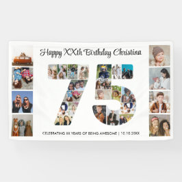 75th誕生日パーティー番号75フォトコラージュ 横断幕