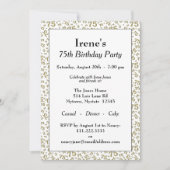 75th誕生日パーティー金ゴールドとホワイトナンバーパターン 招待状 (正面)