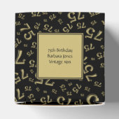75th誕生日パーティー金ゴールド/ブラックナンバーパターン フェイバーボックス (上部)