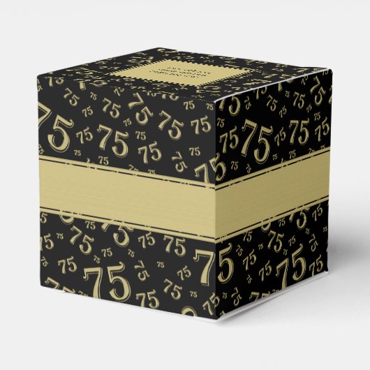 75th誕生日パーティー金ゴールド/ブラックナンバーパターン フェイバーボックス (裏面サイド)